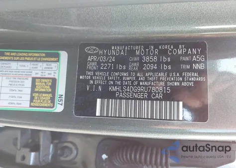 2024 Hyundai Elantra Sel z USA, uszkodzony, nr VIN KMHLS4DG9RU780815